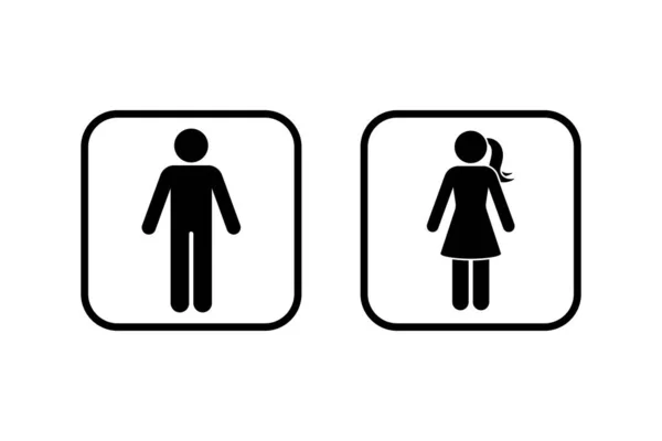 Громадський Туалет Чоловік Жінка Значок Набір Векторні Ілюстрації Символ Вбиральні — стоковий вектор