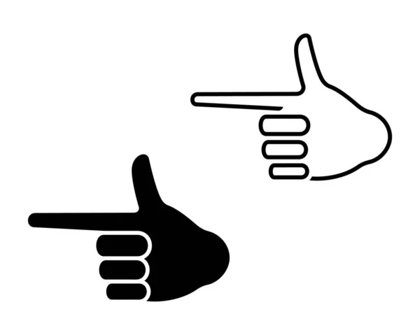 Handfeuerwaffe Zeigefinger Geste Vektorillustration Zeige Richtung Körpersprache Schwarzer Ausschnitt Zeichen — Stockvektor
