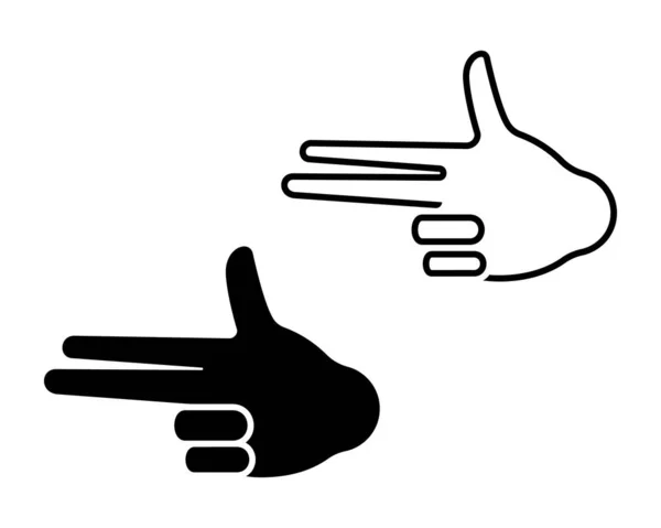 Handfeuerwaffe Zeigefinger Geste Vektorillustration Zeigen Knall Schießen Körpersprache Schwarz Ausschnitt — Stockvektor