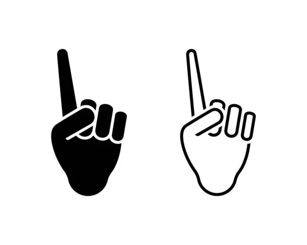 Hand Pekar Finger Gest Vektor Illustration Lystring Kroppsspråk Svart Cutout — Stock vektor
