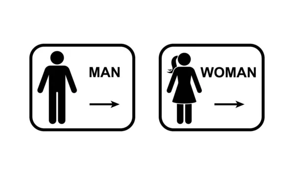 Общественный Туалет Мужчина Женщина Направление Стрелки Доступ Иконка Вектор Иллюстрации — стоковый вектор