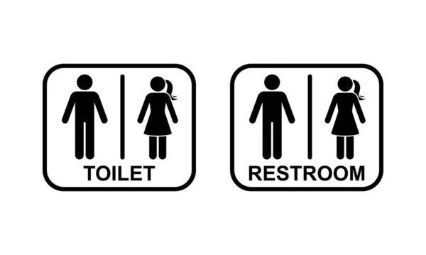 公共厕所男厕女厕图标矢量插图 厕所标志符号粘贴男厕女厕棒画框图 — 图库矢量图片