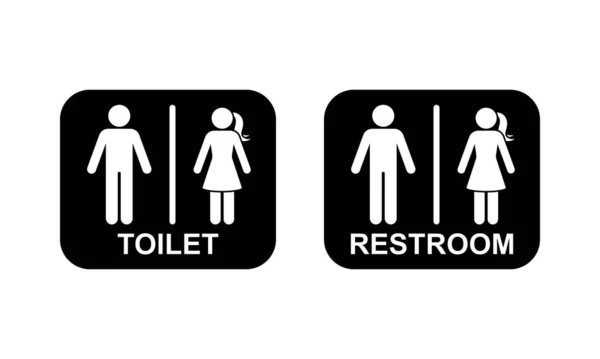 公衆トイレの男性の女性のアイコンのベクトルイラスト トイレサインシンボルスティック男性男性女性洗面所バスルームスティック図ピクトグラム — ストックベクタ