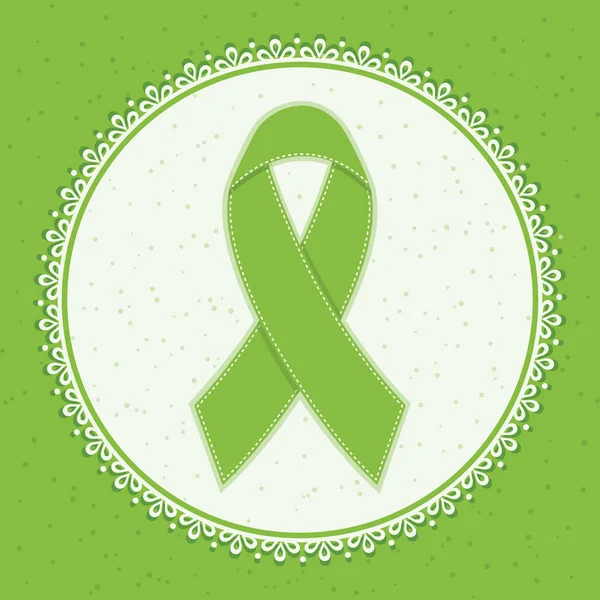 Green Awareness Ribbon Vector Illustration — Stock Vector
