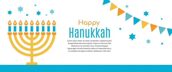 Happy Hanukkah Lettering Greeting Card Vector Illustration — Stock Vector