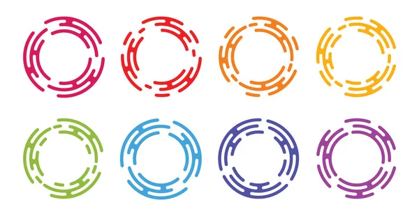Abstraktní Barevné Kruhy Okraje Rámy Tvary Abstraktní Čáry Kruhové Podobě — Stockový vektor