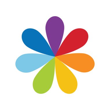 Round seven-colored flower. Infographic element. Vector illustration. 