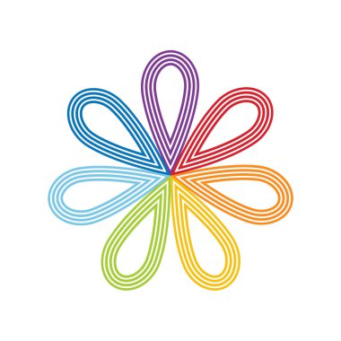 Round seven-colored flower. Infographic element. Vector illustration. 