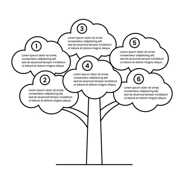 Abstrakcyjne Elementy Infografiki Drzewa Stylu Liniowym Wzór Szablonu Drzewo Dekoracyjne — Wektor stockowy