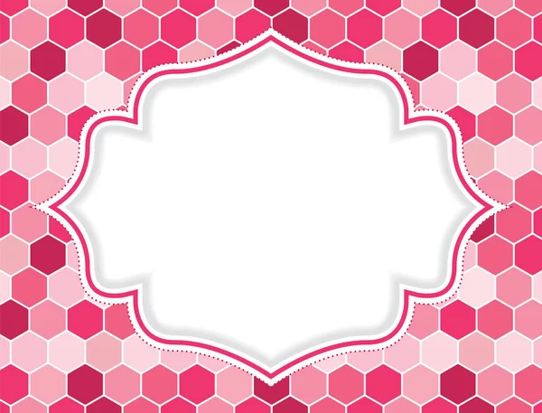 Pink Blank Honeycomb Frame Border Vector Illustration — Stock Vector