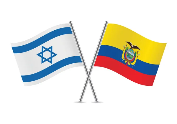 stock vector Israel and Ecuador crossed flags. Israeli and Ecuadoran flags on white background. Vector icon set. Vector illustration.