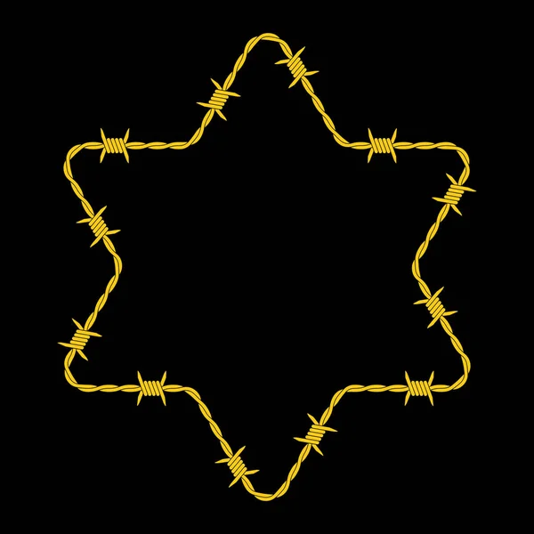 Зоря Давида Абстрактний Колючий Дріт Шестикутної Зірки День Пам Яті — стоковий вектор