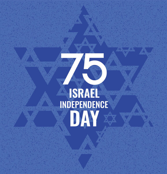 Happy Independence Day of Israel, 75-celebration. Israel Independence Day vector Illustration with the Star of David. 