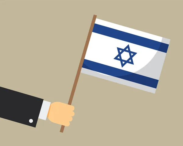 Tangan Memegang Bendera Israel Ilustrasi Vektor - Stok Vektor