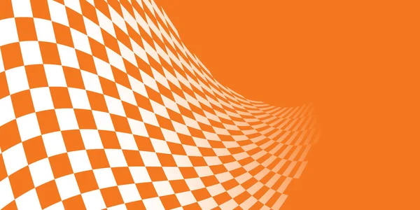 Orange White Checkered Abstract Background Race Background Space Text Racing — Stock Vector