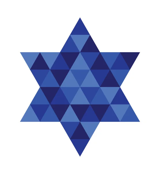 Davidstern Mit Dreieckigem Mosaikmuster Auf Weißem Hintergrund Vektorillustration — Stockvektor