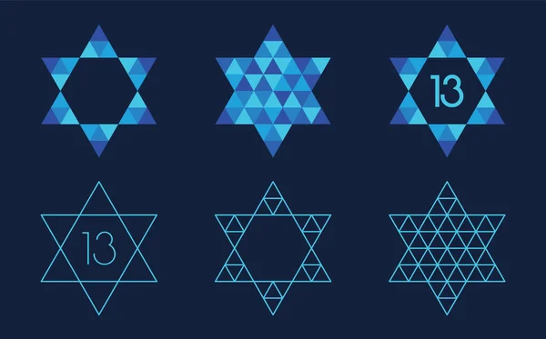 Davidstern Mit Dreieckigem Mosaikmuster Auf Dunklem Hintergrund Vektorillustration Abstrakte Symbole — Stockvektor