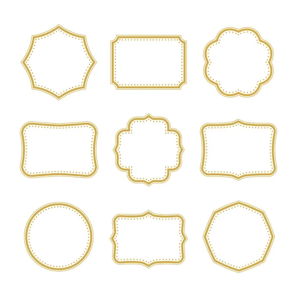 Set Gold Decorative Frames Design Elements Vector Illustration — Stock Vector