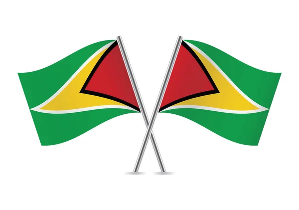 Guyana Cruzó Banderas Banderas Guyana Aisladas Sobre Fondo Blanco Conjunto — Archivo Imágenes Vectoriales