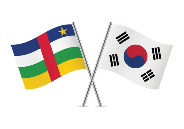 República Centroafricana Corea Del Sur Cruzaron Banderas Banderas Centrafrique Surcoreanas — Archivo Imágenes Vectoriales