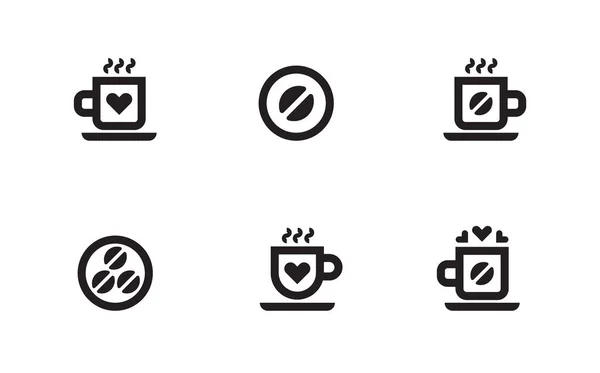 Koffie Koffiekop Pictogrammen Witte Achtergrond Vectorillustratie — Stockvector