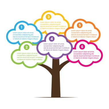 Soyut ağaç bilgisi elementleri. Tasarım Şablonu. Dekoratif ağaç beyaz arkaplanda izole edilmiş. Vektör illüstrasyonu.