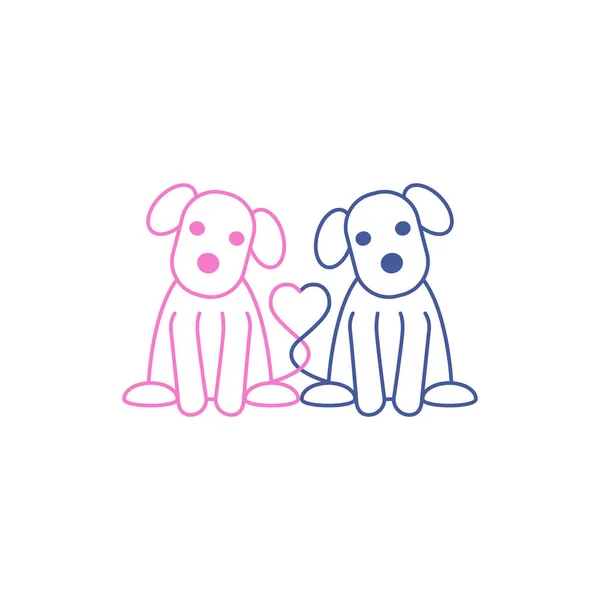 犬と犬 白い背景に隔離された2匹の犬 犬の愛 犬のシルエット ベクターイラスト — ストックベクタ