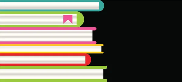 Banner Vetorial Cartaz Com Livros Coloridos Espaço Para Texto Pilha —  Vetores de Stock