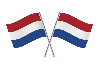 Hollanda bayrakları aştı. Beyaz arka planda Hollanda bayrakları. Vektör simgesi ayarlandı. Vektör illüstrasyonu.