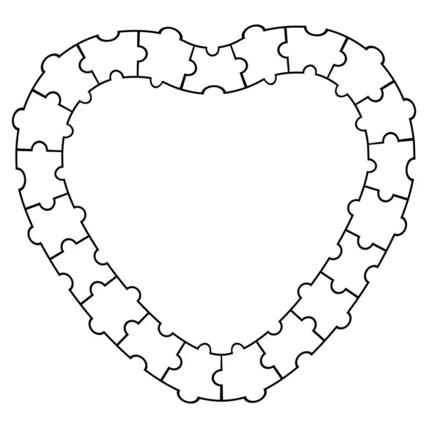 Абстрактное Сердце Головоломка Мозаичное Сердце Граница Рамка Векторная Иллюстрация — стоковый вектор