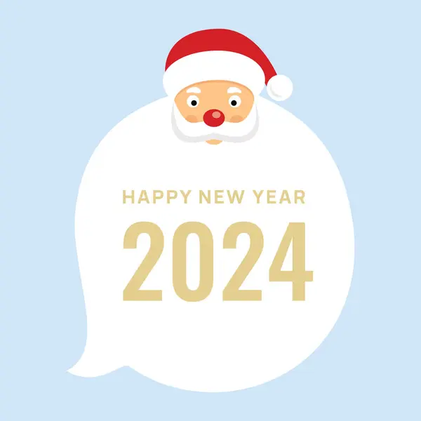 Новим 2024 Роком Санта Різдвяна Листівка Векторні Ілюстрації Стокова Ілюстрація