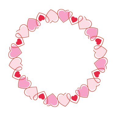 Çemberi kalplerle çember yapın. Sevgililer Günü süslemeleri. Vektör