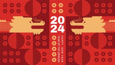 Chinese New Year 2024, Year of the Dragon. Lunar New Year background, banner,  poster, card. 