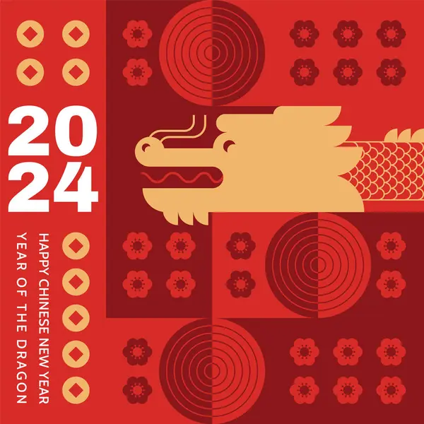 Chinese New Year 2024 Year Dragon Lunar New Year Background Ліцензійні Стокові Ілюстрації