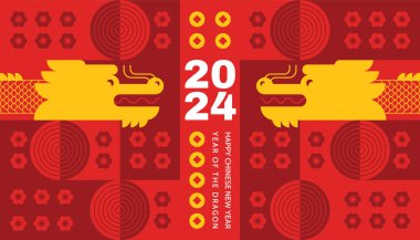 Chinese New Year 2024, Year of the Dragon. Lunar New Year background, banner,  poster, card. 
