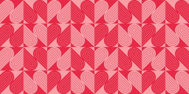 Kalpli romantik vektör geçmişi. Kalpli kusursuz desen. Sevgililer Günü arkaplanı.