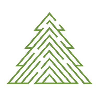 Noel ağacı ikonu. Labirent gibi. Vektör illüstrasyonu.