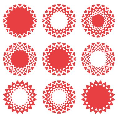 Sevgililer Günü, Anneler Günü ve Kadınlar Günü için Kalp Tasarım Elementleri. Vektör Ayarları.