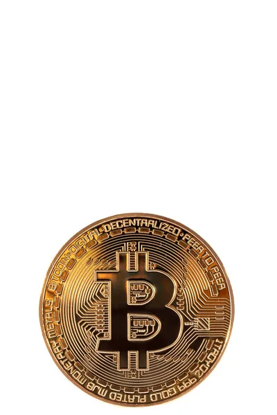 Fehér Alapon Arany Bitcoin — Stock Fotó