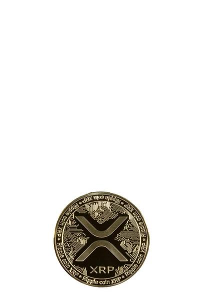 Xrpリップル 暗号通貨 白を基調とした金貨 ストック写真