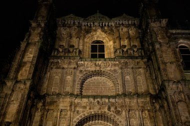 Plasencia Katedrali 'nin gece fotoğrafı. Extremadura. İspanya.