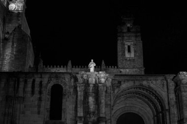 Plasencia Katedrali 'nin gece fotoğrafı. Extremadura. İspanya.