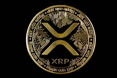Altın Dalga XRP madeni parası dijital finans evrimini sembolize ediyor.