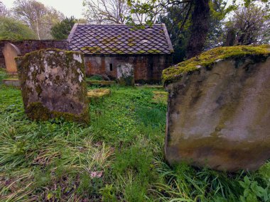 Old Graveyard with a Mausoleum that houses the graves of the Hamilton family. Barons Haugh Nature Reserve,RSPB Scotland Baron's Haugh nature reserve, Motherwell, North Lanarkshire, Scotland.UK. Is a real gem for wildlife  clipart