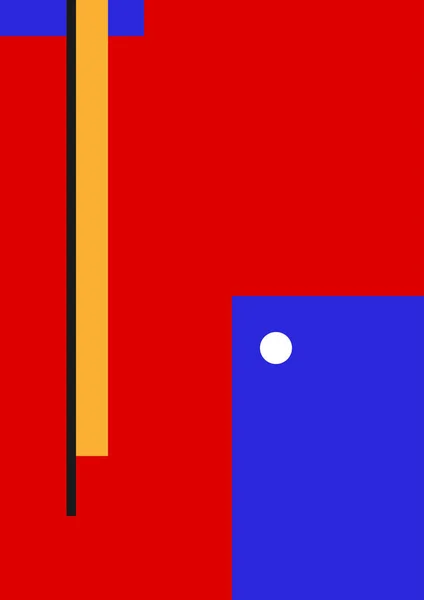 Digitale Kunst Uit Basis Geometrie Vormen Geel Blauw Rode Kleuren — Stockvector