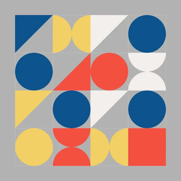 Abstraktní Geometrický Obrazec Kombinace Jednoduchých Geometrických Tvarů Šedém Pozadí Bauhaus — Stockový vektor