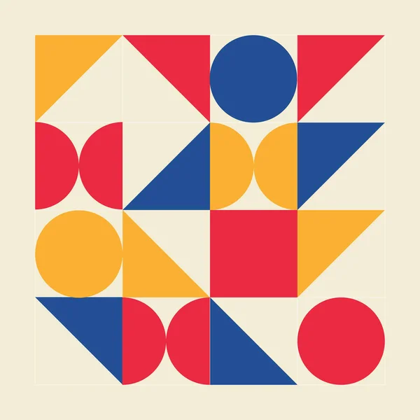 抽象几何图案 简单的配色方案包豪斯风格 病媒模板 — 图库矢量图片