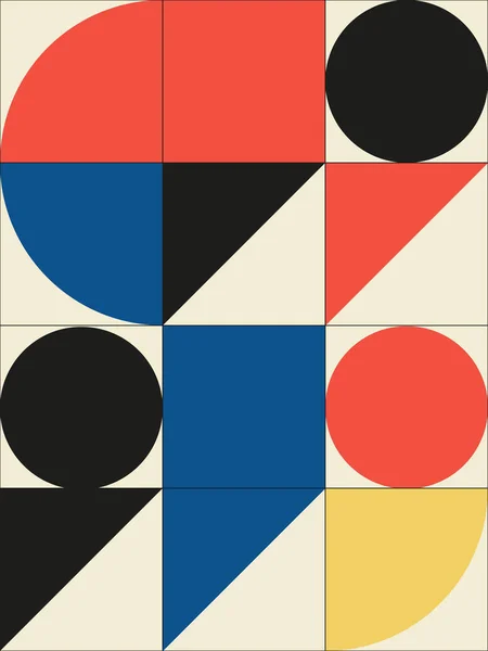 Abstraktes Geometrisches Muster Rot Blau Gelb Und Schwarz Vektorvorlage Cover — Stockvektor