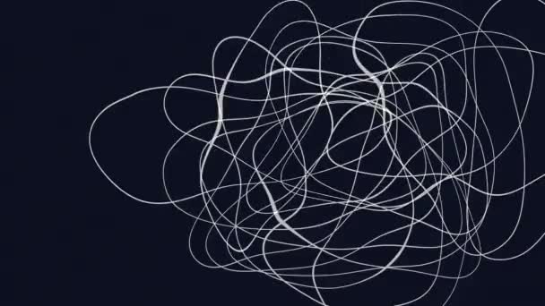 Curved Lines Moving Random Abstract Outline Animated Dark Background Doodles — Stock Video