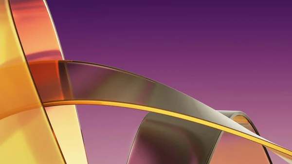 Перетин Прозорих Золотих Стрічок Скляні Хвилясті Лінії Відбитим Світлом Елемент — стокове фото
